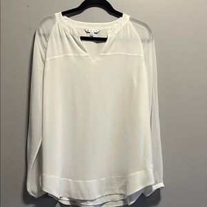 CAbi White Sheer Long Sleeve Blouse
